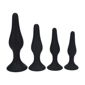CONJUNTO DE 4 PLUGS ANAIS EM SILICONE SLIM S/M/L/XL PRETO LEVELZ - Image 2