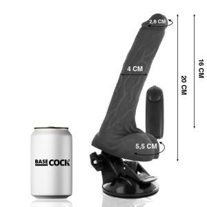 VIBRADOR REALÍSTICO BASECOCK PRETO (COM COMANDO E TESTÍCULOS) | 20 CM - Image 2