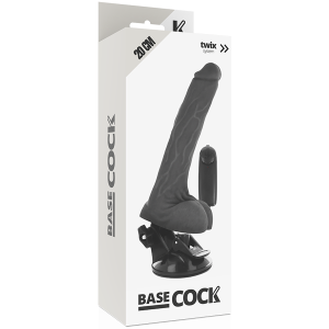 VIBRADOR REALÍSTICO BASECOCK PRETO (COM COMANDO E TESTÍCULOS) | 20 CM - Image 4