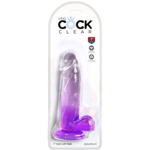 DILDO REALÍSTICO CLEAR COM TESTÍCULOS (ROXO) | 15.2 CM - Image 2