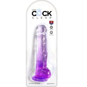 DILDO REALÍSTICO CLEAR COM TESTÍCULOS (ROXO) | 16.5 CM - Image 2