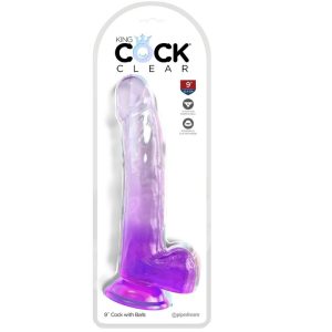 DILDO REALÍSTICO CLEAR COM TESTÍCULOS (ROXO) | 20.3 CM - Image 2