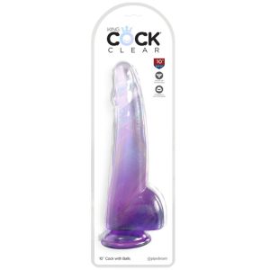 DILDO REALÍSTICO CLEAR COM TESTÍCULOS (ROXO) | 19 CM - Image 2